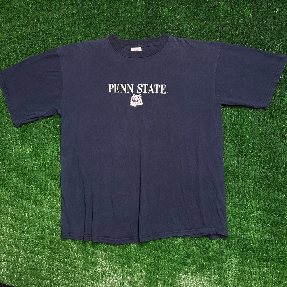 VTG Tultex Penn State T-Shirt Mens 2XL Navy Nittany Lions Embroidered Graphic